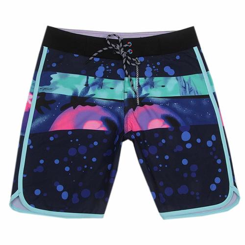 Plus size slight stretch striped print quick dry surf rafting board shorts#5