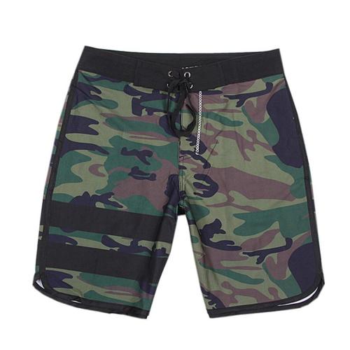 Plus size slight stretch camo print quick dry surf rafting board shorts