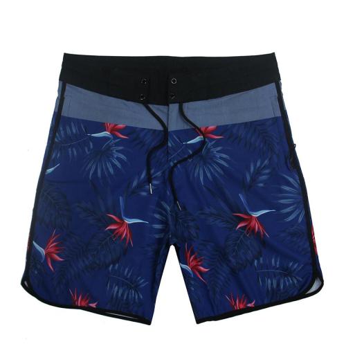 Plus size slight stretch print zip-up pocket quick-dry surf board shorts#1