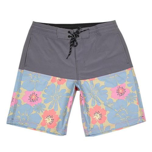 Plus size slight stretch flower print quick dry surf rafting board shorts