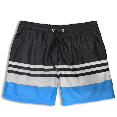 Plus size slight stretch stripe printing quick dry beach shorts