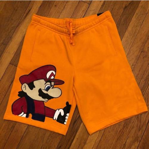 Casual plus size slight stretch orange cartoon graphic fixed printing shorts#26#