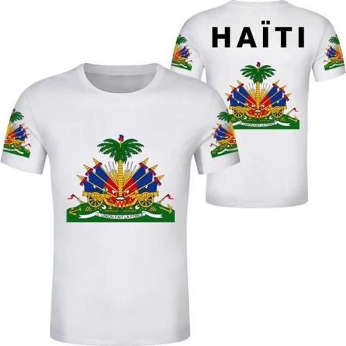 Casual plus size slight stretch two colors haitian flag t-shirt(size run small)