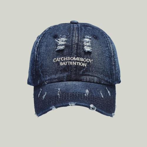 One pc stylish new 4 colors letter embroidery hole denim baseball cap 54-60cm