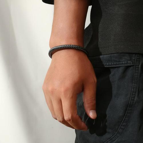 One pc braided rope black magnetic buckle titanium steel bracelet