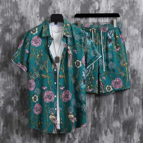 Casual plus size non-stretch loose stylish batch printing shorts set#2