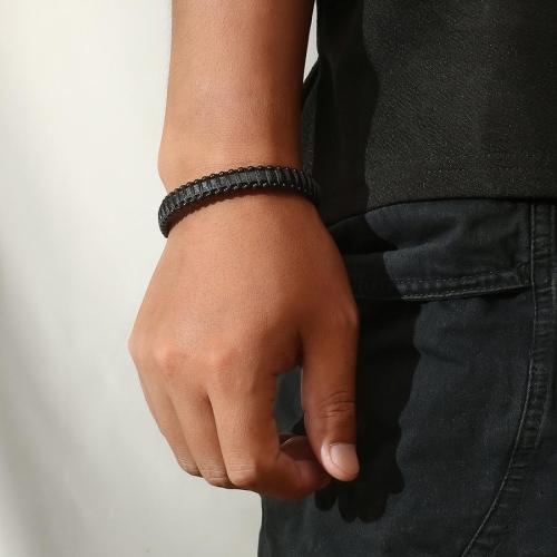One pc stylish black braided titanium steel magnetic buckle bracelet