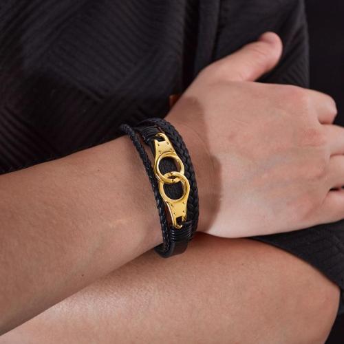 One pc stylish woven leather multi-layered leather bracelet
