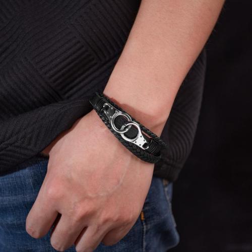 One pc stylish silver woven leather multi-layered leather bracelet