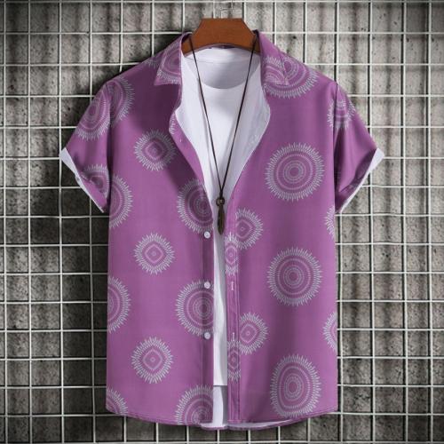 Casual plus size non-stretch stylish batch printing short sleeves shirt