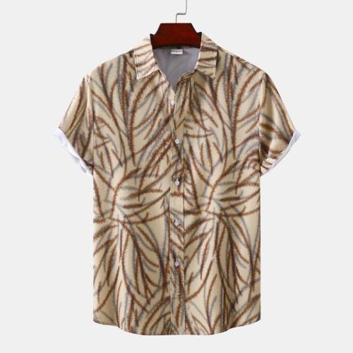 Casual plus size non-stretch batch printing stylish short sleeves shirt