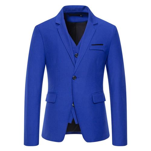 Elegant plus size non-stretch solid color fake two-piece set design blazer