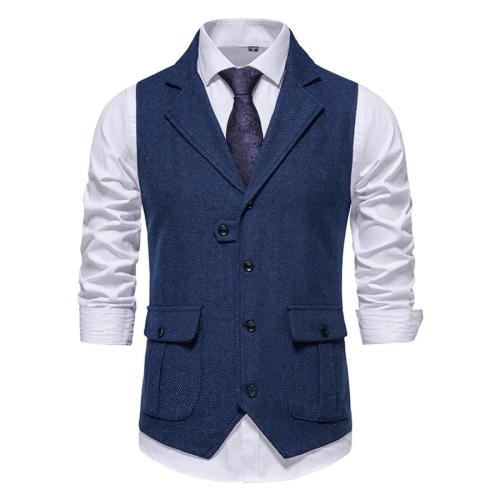 Elegant plus size non-stretch 7 colors pocket slim suit vest(only vest)