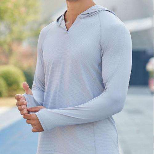 Sports plus size slight stretch thumb hole pure color fitness hooded top