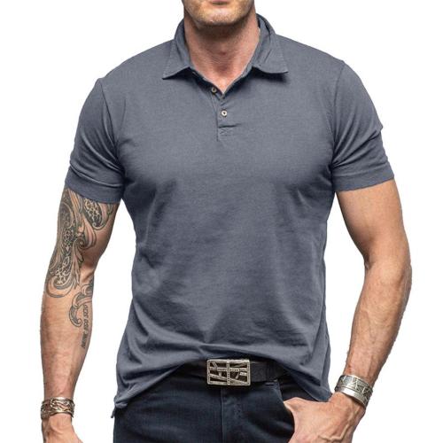 Casual plus size slight stretch solid short-sleeved polo shirt