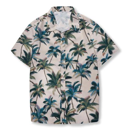 Beach plus size non-stretch contrast color coconut print short sleeve shirt size run small#2