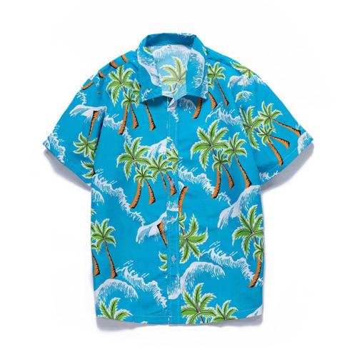 Beach style plus size non-stretch beach coconut print loose shirt size run small