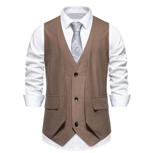 Elegant plus size non-stretch slim fake two-piece set suit vest(only vest)