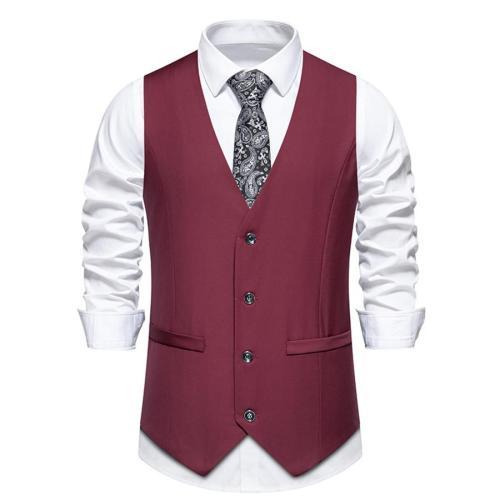 Elegant plus size non-stretch v-neck slim suit vest(only vest)