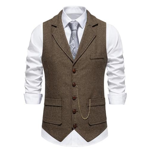 Elegant plus size non-stretch patchwork chain decor suit vest (only vest)