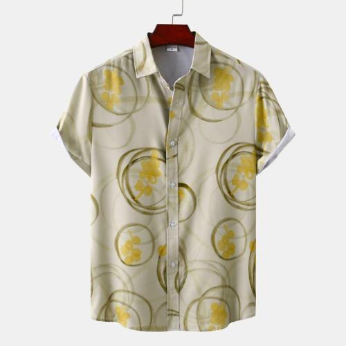 Casual plus size non-stretch batch printing loose short sleeve shirt