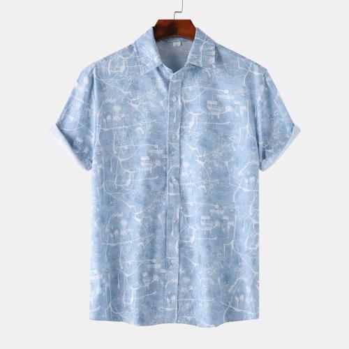Casual plus size non-stretch batch printing new short sleeve loose shirt