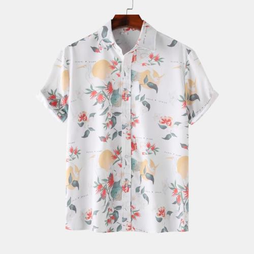 Casual plus size non-stretch batch printing single breasted loose simple shirt