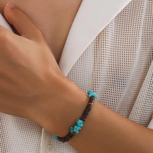 One pc bohemia new wooden beads turquoise bracelet (length:18+5cm)
