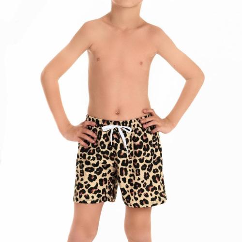 Family couple style boys leopard print tie-waist pocket with lined beach shorts