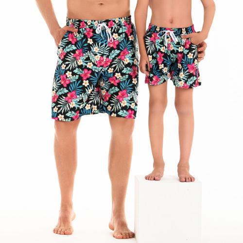 Men family couple style plus size floral printing with lined beach shorts