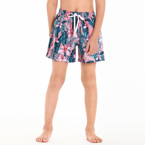 Family couple style boys flower print pocket with lined beach shorts