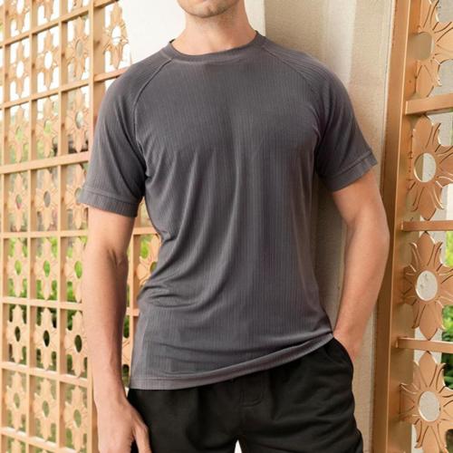 Sports plus size high stretch solid color breathable quick-drying t-shirt