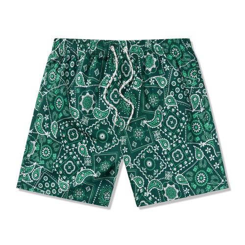 Beach style plus size non-stretch paisley print lined shorts
