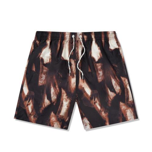 Beach style plus size non-stretch batch printing lined shorts