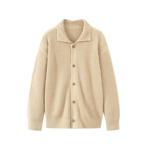 Casual plus size slight-stretch single-breasted sweater jacket size run small