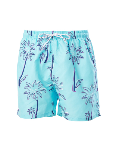 Beach style plus size non-stretch coconut print lined shorts