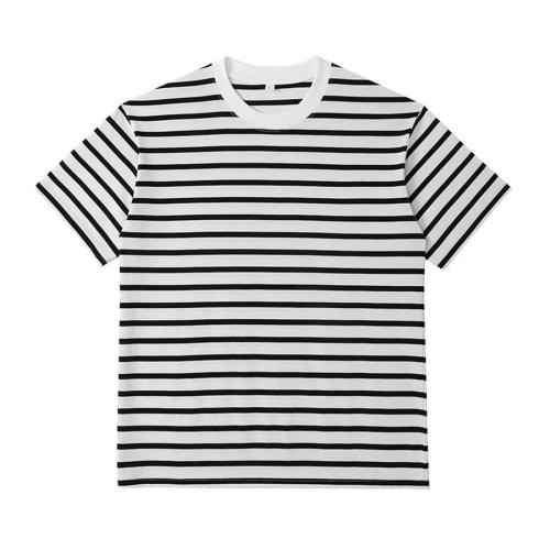 Casual plus size non-stretch striped print simple t-shirt size run small
