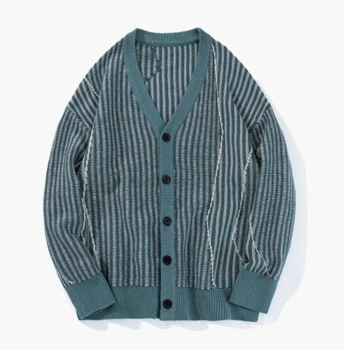 Casual plus-size stretch vertical stripe jacquard sweater size run small