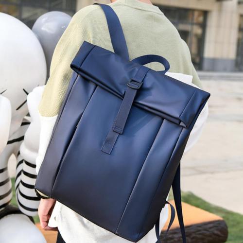 Stylish new simple solid color pu adjustable large capacity backpack