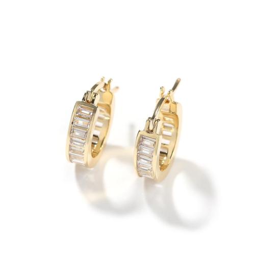 One pair stylish new light luxury round rhinestones brass earrings
