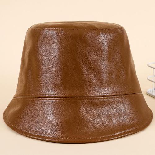 One pc casual pu leather fabric bucket hat 58cm