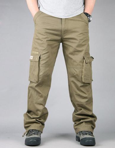 Stylish plus size non-stretch solid color 4 colors multi-pocket cargo pants