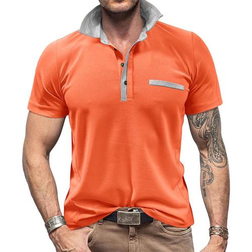 Casual plus size slight stretch solid color 6 colors short sleeve polo shirt