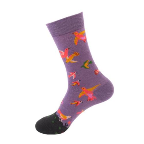 One pair new stylish swallows jacquard crew socks