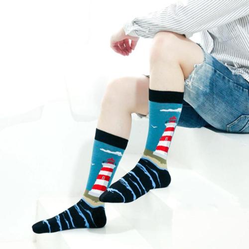 One pair new stylish beacon jacquard crew socks