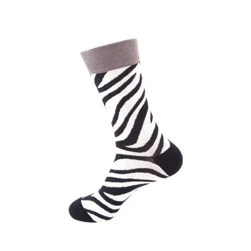 One pair new stylish zebra pattern jacquard crew socks