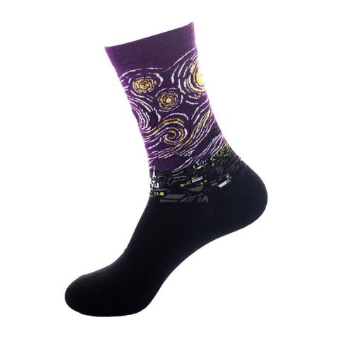 One pair new stylish starry sky pattern jacquard crew socks