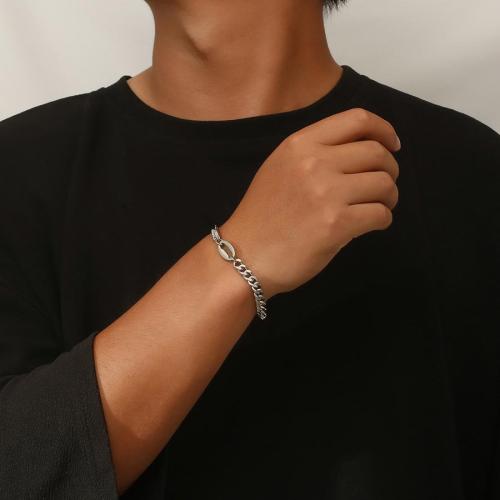 One pc stylish new splicing design titanium steel bracelet (length:21+3cm)