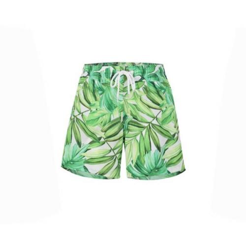 Family couple style boy leaf print casual with lined beach shorts