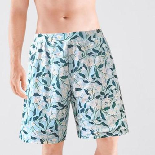 Family couple style men plus size floral print with lined beach shorts
